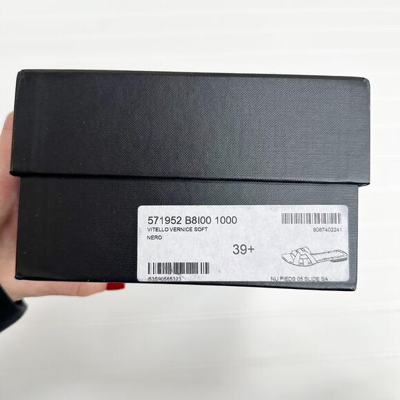 Saint Laurent Tribute Flat Sandals Black Patent Leather Woven Slide 39.5 - Picture 9 of 10